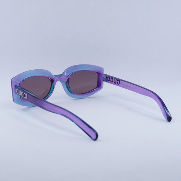 Gucci GG1719S 003 Sunglasses Shiny Transparent Violet Geometric Frame - Picture 10 of 11
